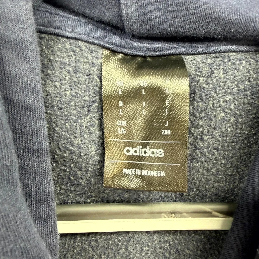 Adidas‎ Essentials Fleece Hoodie Mens L Blue Sportswear Drawstring Sweatshirt